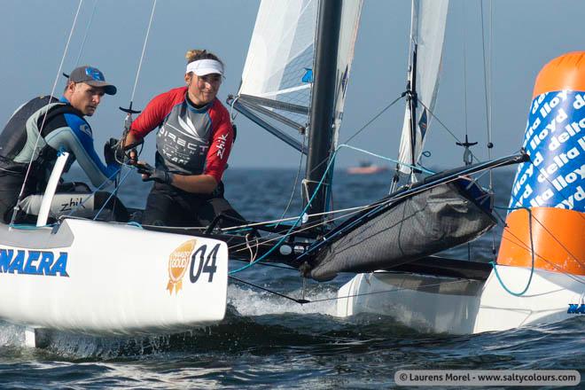 Vaireaux and Audinet racing - 2013 Nacra 17 World Championship © Laurens Morel